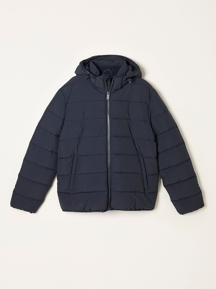 Marinha - FatFace Hooded Puffer Jacket - Imagem 1 de 1