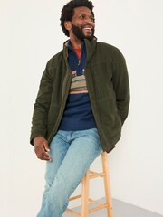 FatFace Wardly Khaki Green Canvas Funnel Neck Jacket - Image 1 of 5