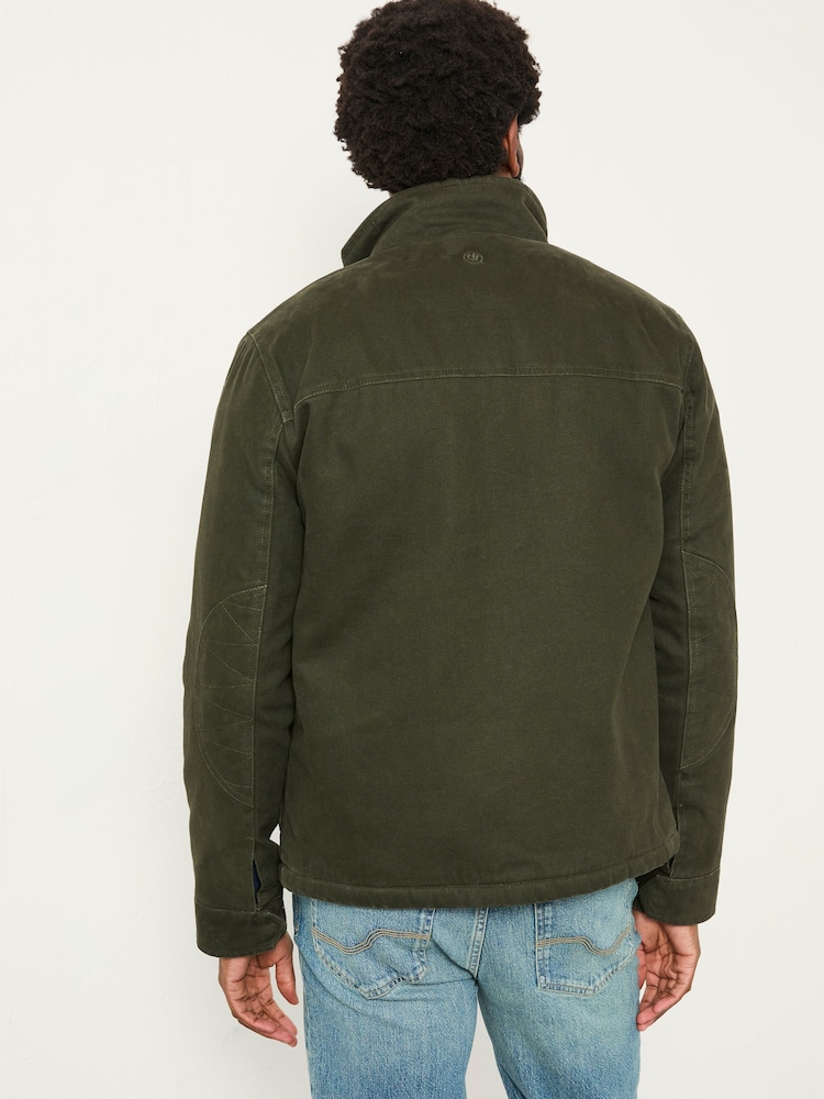 FatFace Wardly Khaki Green Canvas Funnel Neck Jacket - Image 2 of 5