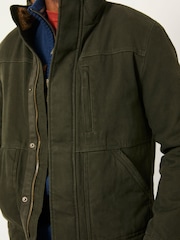 FatFace Wardly Khaki Green Canvas Funnel Neck Jacket - Image 3 of 5