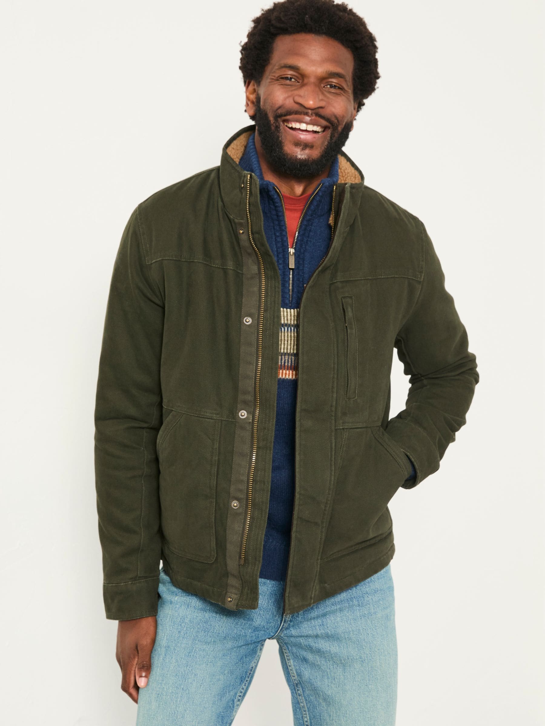 Buy FatFace Wardly Khaki Green Canvas Funnel Neck Jacket from Next USA