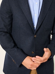 FatFace Witley Navy Wool Mix Herringbone Blazer - Image 4 of 7