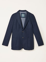FatFace Witley Navy Wool Mix Herringbone Blazer - Image 7 of 7