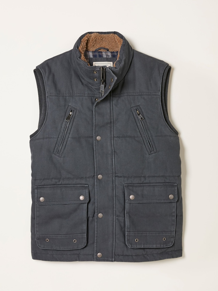 FatFace Warton Charcoal Grey Two Pocket Funnel Gilet - Image 1 of 1 FatFace Warton Charcoal Grey Two Pocket Funnel Gilet - Image 1 of 1