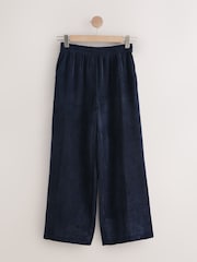 Navy Wide Leg Soft Cord Trousers - Image 1 of 4