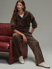Chocolate Brown Soft Feel Cord Wide Leg Trousers - Image 1 of 8