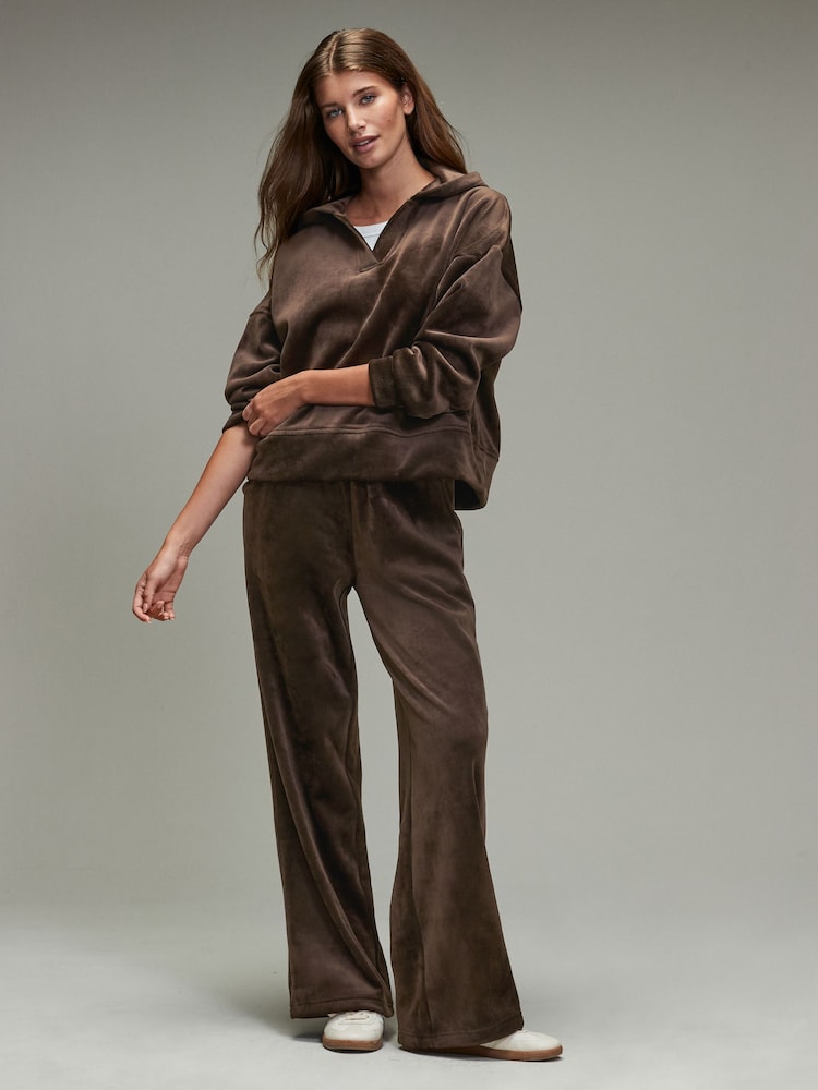 Chocolate Brown Soft Feel Cord Wide Leg Trousers - Image 2 of 8