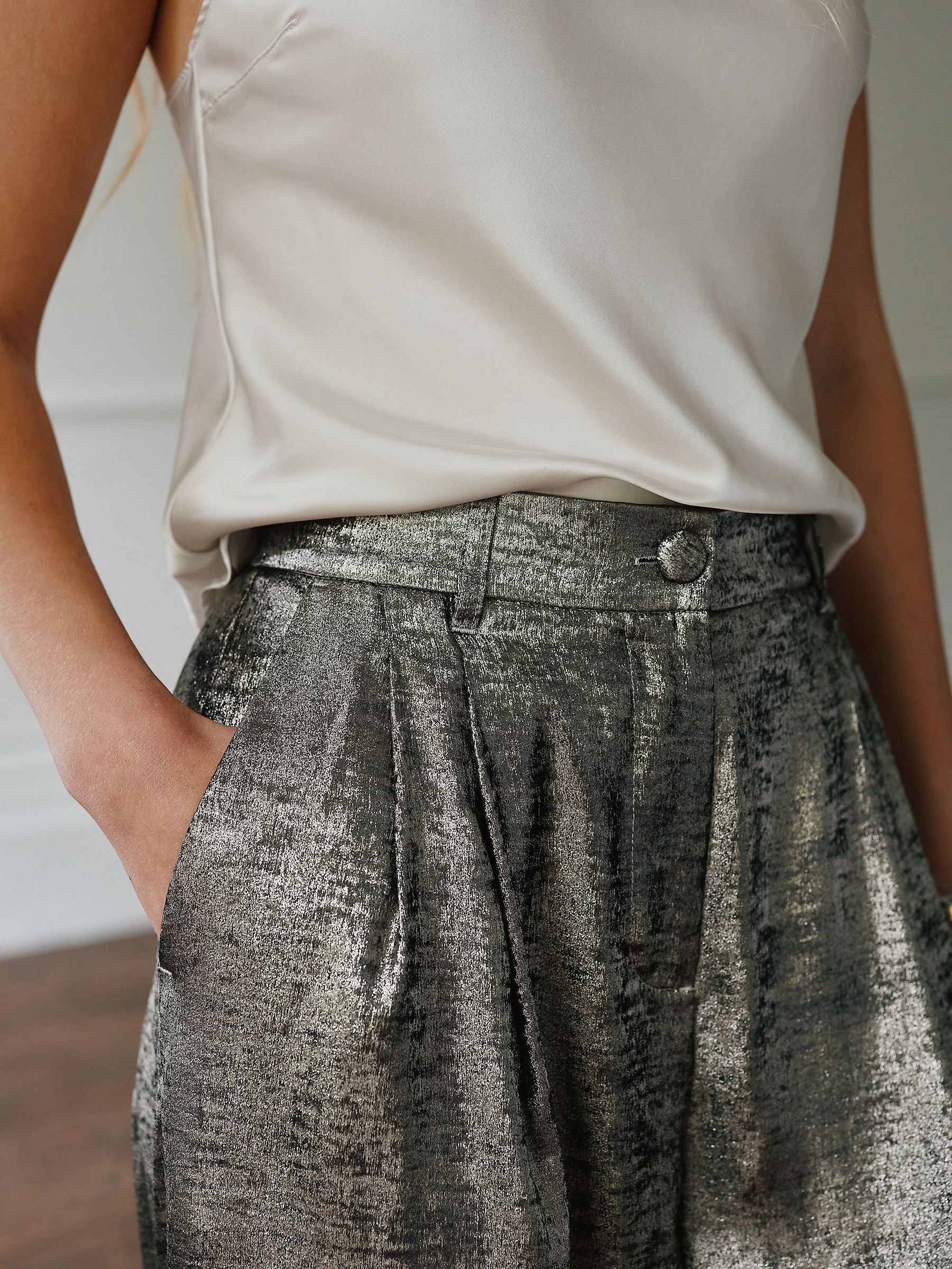 Buy Champagne Gold Metallic Super Wide Trousers from Next USA