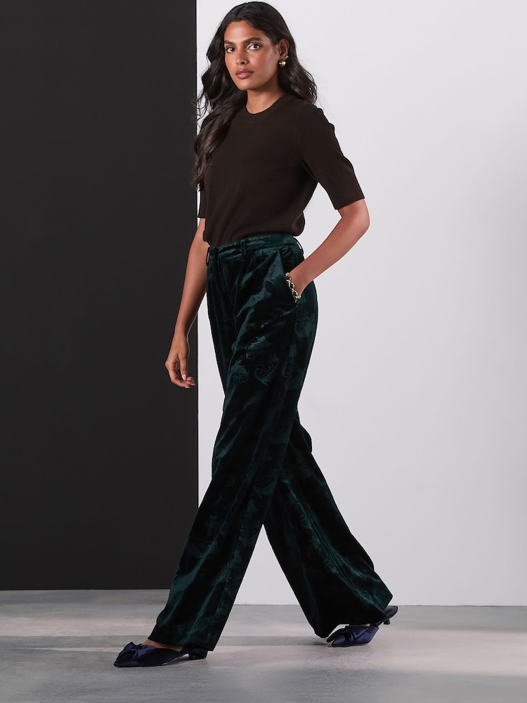 Vert - Pantalons amples en velours gaufré - Image 2 de 9