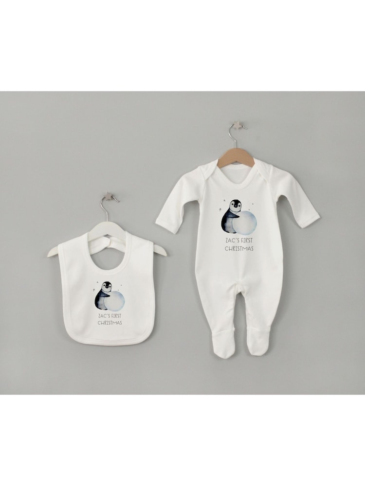 Personalised First Christmas Sleepsuit & Bib Set by Koko Blossom - Image 1 of 4
