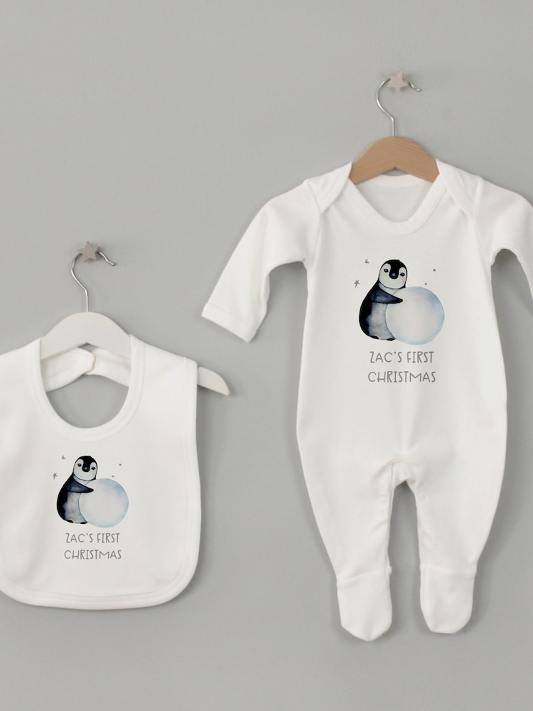 Personalised First Christmas Sleepsuit & Bib Set by Koko Blossom - Image 2 of 4