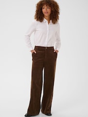 Kaffe Brown Wide Leg Longline Trousers - Image 2 of 8