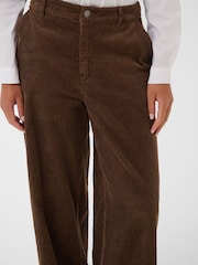Kaffe Brown Wide Leg Longline Trousers - Image 4 of 8