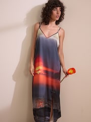 Blue Sunset Maxi Satin Slip - Image 1 of 6