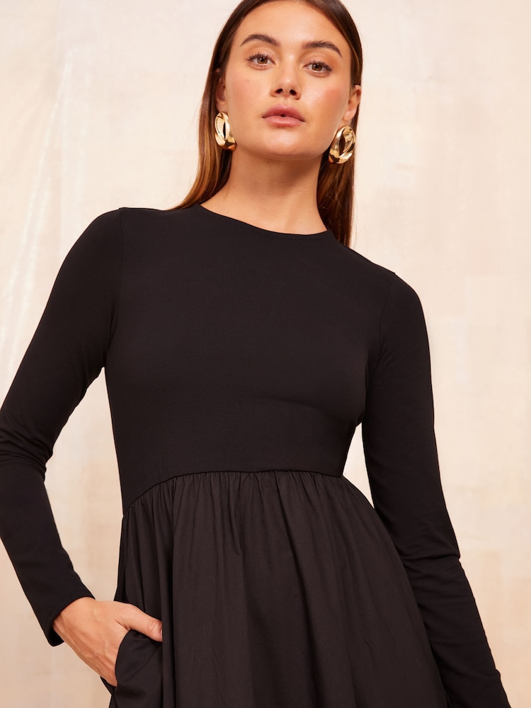 Friends Like These Black Long Sleeve Midi Dress - Image 2 of 4