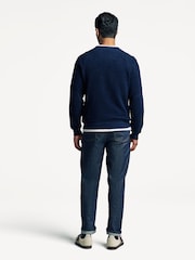 Armor Lux Blue Heritage Raglan Towelling Crew Neck Sweatshirt - Image 2 of 5
