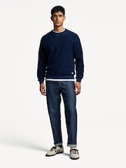 Armor Lux Blue Heritage Raglan Towelling Crew Neck Sweatshirt - Image 3 of 5