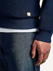Armor Lux Blue Heritage Raglan Towelling Crew Neck Sweatshirt - Image 5 of 5