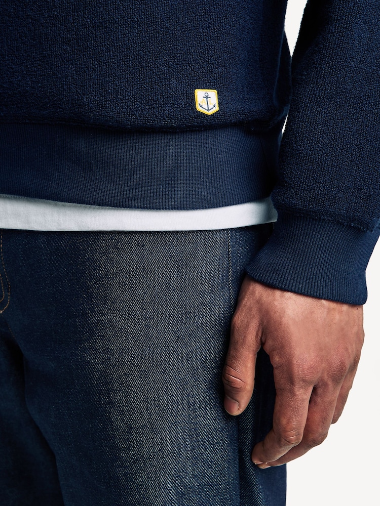 Armor Lux Blue Heritage Raglan Towelling Crew Neck Sweatshirt - Image 5 of 5