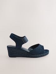 Navy Extra Wide Fit Forever Comfort® Round Toe Elastic Strap Detail Wedges - Image 2 of 6