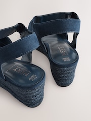Navy Extra Wide Fit Forever Comfort® Round Toe Elastic Strap Detail Wedges - Image 3 of 6