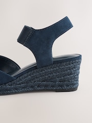 Navy Extra Wide Fit Forever Comfort® Round Toe Elastic Strap Detail Wedges - Image 4 of 6