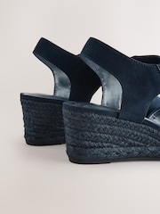 Navy Extra Wide Fit Forever Comfort® Round Toe Elastic Strap Detail Wedges - Image 5 of 6