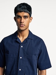 Armor Lux Blue Twin Pocket Camp Collar Short Sleeve Shirt - Image 4 of 5