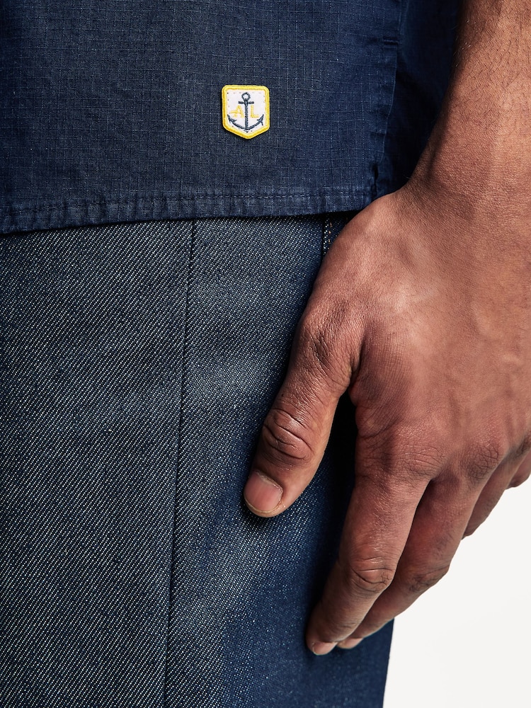 Armor Lux Blue Twin Pocket Camp Collar Short Sleeve Shirt - Image 5 of 5