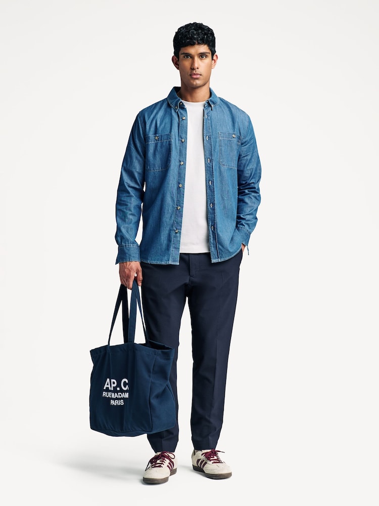 Armor Lux Blue Anchor Logo Long Sleeve Denim 100% Cotton Shirt - Image 2 of 13 Armor Lux Blue Anchor Logo Long Sleeve Denim 100% Cotton Shirt - Image 2 of 13