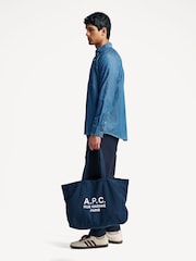 Armor Lux Blue Anchor Logo Long Sleeve Denim 100% Cotton Shirt - Image 5 of 13