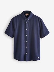 Armor Lux Blue Heritahe Short Sleeve Button Down Collar Shirt - Image 7 of 12