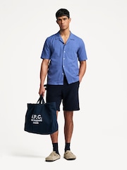 Armor Lux Blue Heritage Towelling Drawstring Sweat Shorts - Image 4 of 5