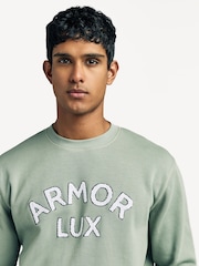 Armor Lux Green Heritage Logo Crew Neck 100% Cotton Sweatshirt - Image 5 of 12