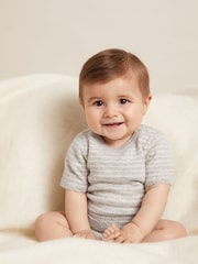 Reiss Grey Marl Francis 100% Cashmere Stripe Top And Shorts Set - Image 1 of 5