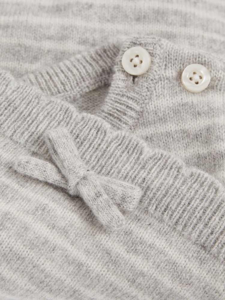 Reiss Grey Marl Francis 100% Cashmere Stripe Top And Shorts Set - Image 4 of 5