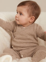 Reiss Taupe Frankie Wrap-Front Sleepsuit - Image 1 of 4