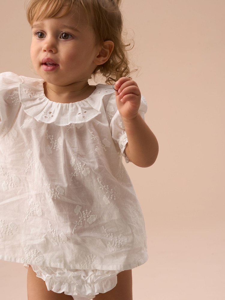 Angel & Rocket White Mia Ivory Embroidered Tunic And Bloomer Set - Image 3 of 3