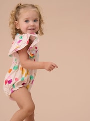 Angel & Rocket White Francessca Multi Rainbow Spot 100% Cotton Romper - Image 2 of 5