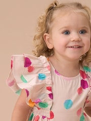 Angel & Rocket White Francessca Multi Rainbow Spot 100% Cotton Romper - Image 3 of 5