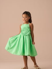 Angel & Rocket Green Alegra Corsage Scallop 100% Cotton Dress - Image 1 of 8