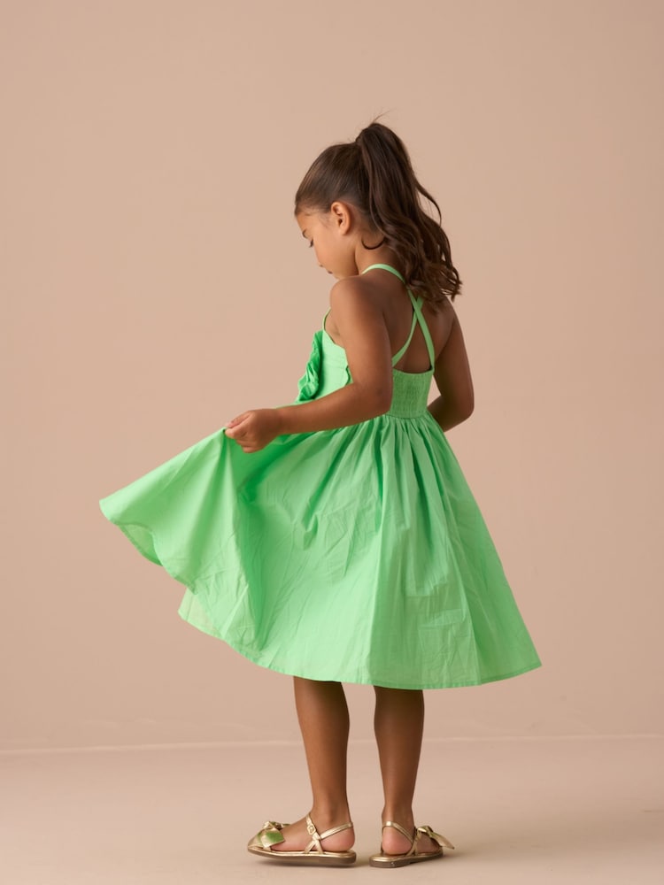 Angel & Rocket Green Alegra Corsage Scallop 100% Cotton Dress - Image 2 of 8