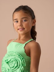 Angel & Rocket Green Alegra Corsage Scallop 100% Cotton Dress - Image 5 of 8