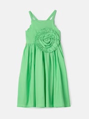 Angel & Rocket Green Alegra Corsage Scallop 100% Cotton Dress - Image 6 of 8