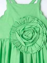 Angel & Rocket Green Alegra Corsage Scallop 100% Cotton Dress - Image 8 of 8