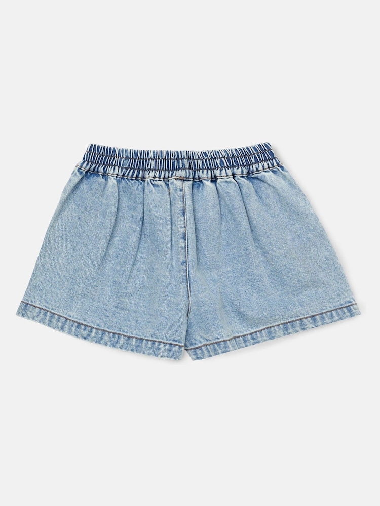 Angel & Rocket Zeta Denim diamante gestreepte top en shorts met trekkoord van 100% katoen - Image 6 of 7