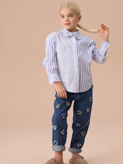 Angel & Rocket Blue Adele Mix Stripe 100% Cotton Shirt - Image 5 of 8