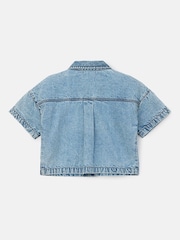 Angel & Rocket Blue Zeta Diamonte Short Sleeve 100% Cotton Denim Shirt - Image 7 of 8