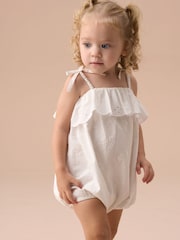 Angel & Rocket White Mimi Ivory Embroidered Romper - Image 1 of 3