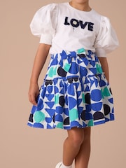 Angel & Rocket Blue Corina Print Tiered 100% Cotton Skirt - Image 1 of 6